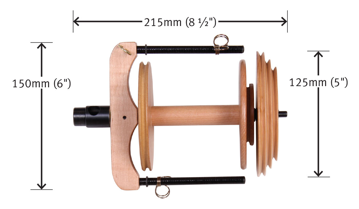 Ashford Double Drive Sliding Hook Flyer Jumbo mit Spule lackiert