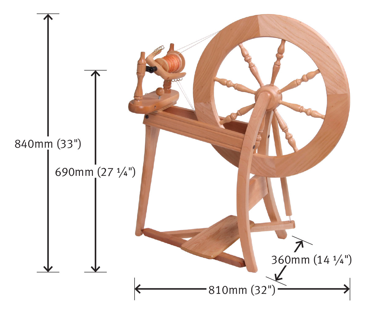 Ashford Spinnrad Traditional zweifädig natur