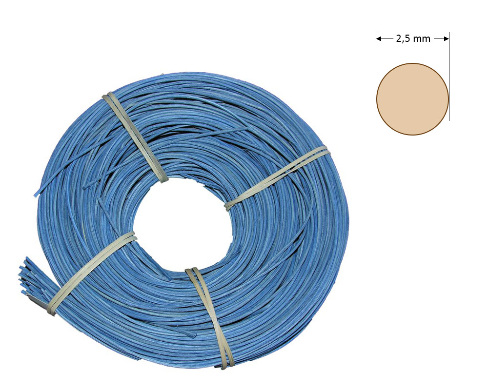 Peddigrohr rund gefärbt 2,5 mm - hellblau